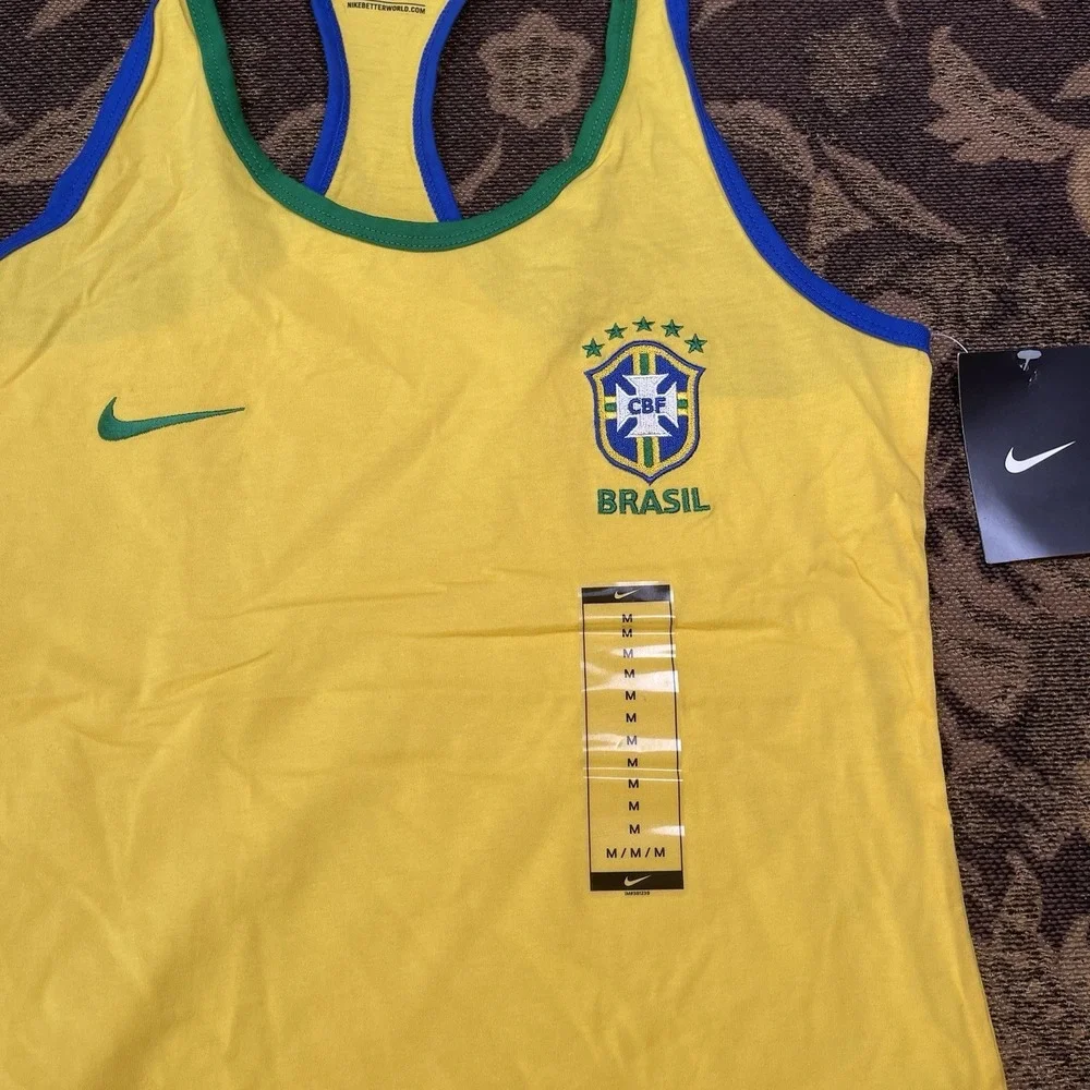 Nike Yellow Brasil Racerback Tank with Green & Blue Trim